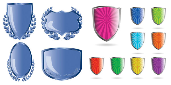 水晶风格盾牌矢量素材