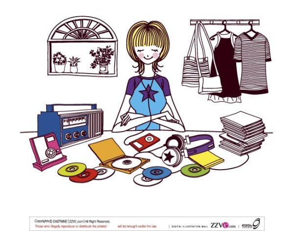 简单绘画女性矢量4