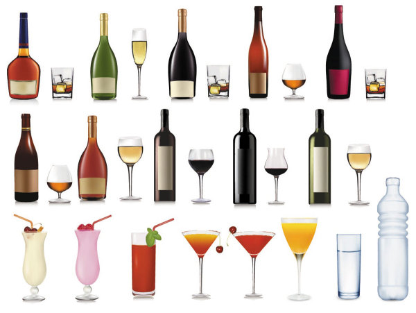 酒瓶与高脚杯02&mdash;&mdash;矢量素材