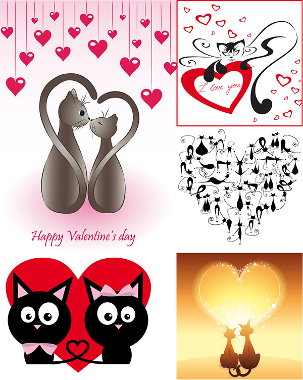 猫猫的爱情矢量素材