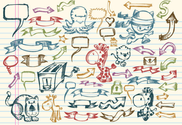 可爱手绘图案矢量素材-3