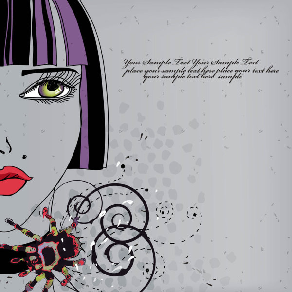 时尚手绘美女插画02&mdash;&mdash;矢量素材