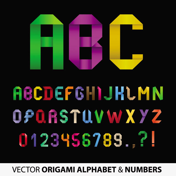 折纸丝带26个英文字母和数字矢量素材-4