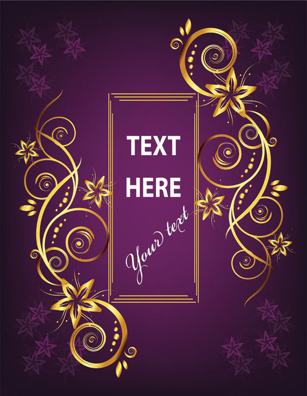 金色花纹矢量素材-1