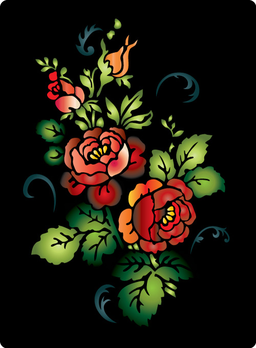 Colorful folk art painting 06 - vector material