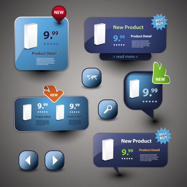 Exquisite icon button 03 - vector material