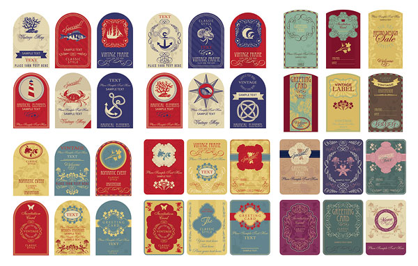 怀旧欧式label矢量素材