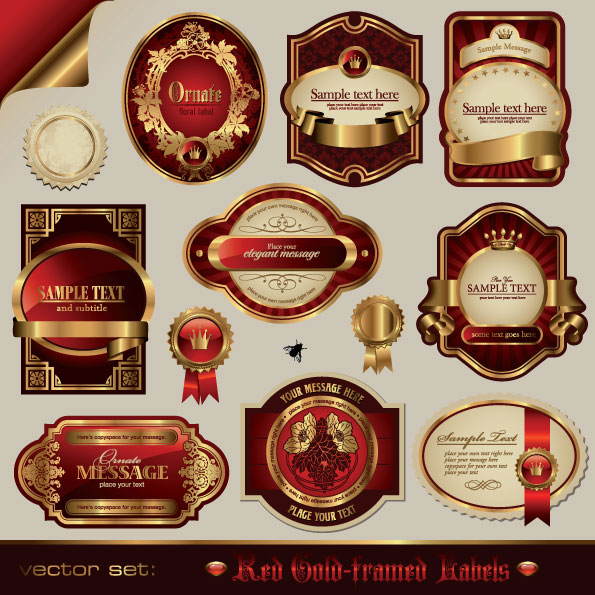 Exquisite label wine label 01 - vector material