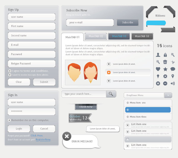 网页设计导航菜单04&mdash;&mdash;矢量素材