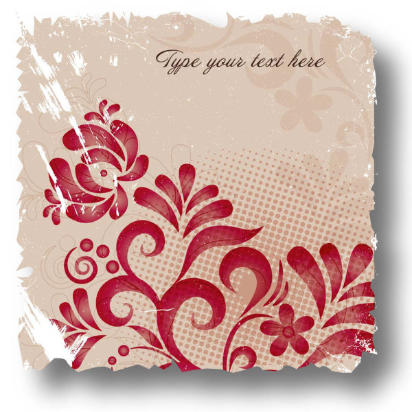 复古花卉卡02&mdash;&mdash;矢量素材