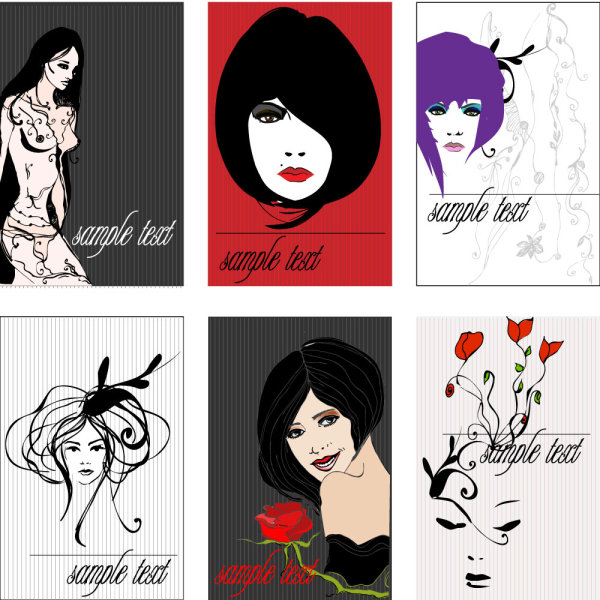 潮流线稿美女&mdash;&mdash;矢量素材