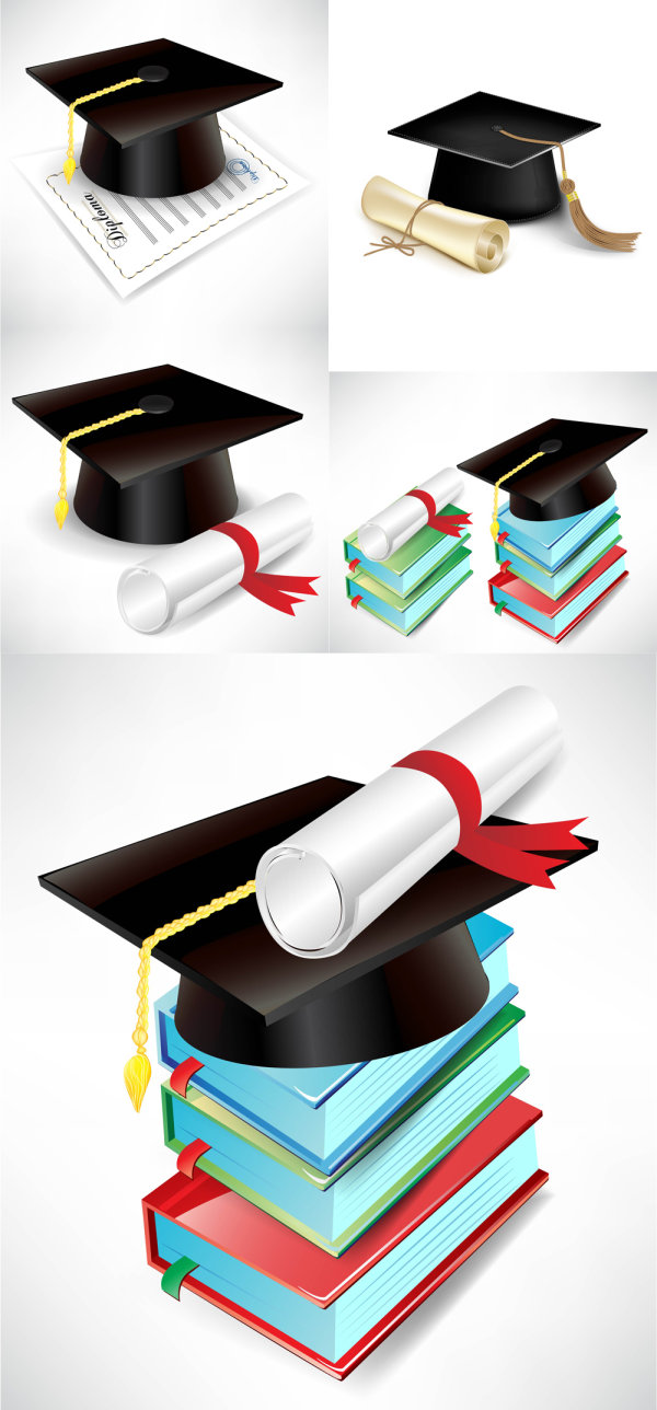 Graduation cap and diploma - vector material