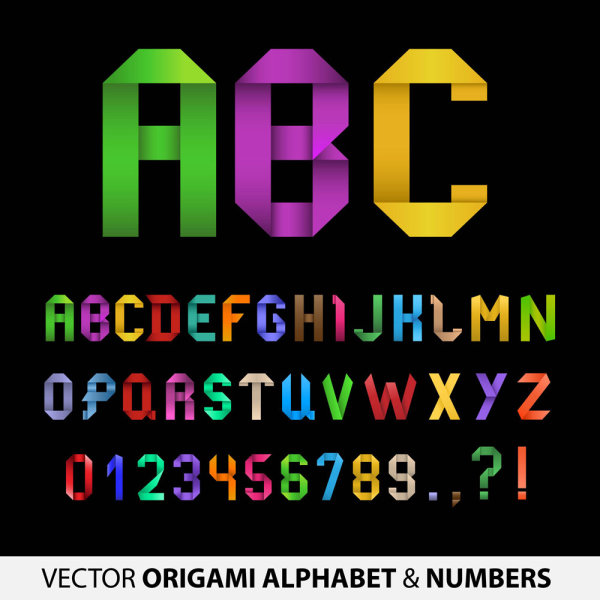 五颜六色的折纸字母02&mdash;&mdash;矢量素材