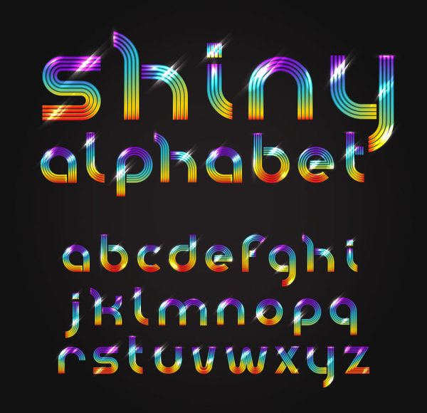 五颜六色的光耀字母04&mdash;&mdash;矢量素材