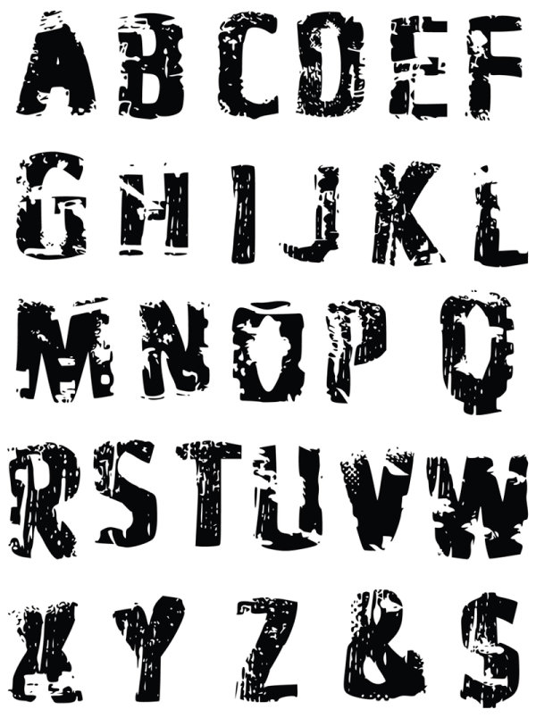 Alphabet tire prints - vector material