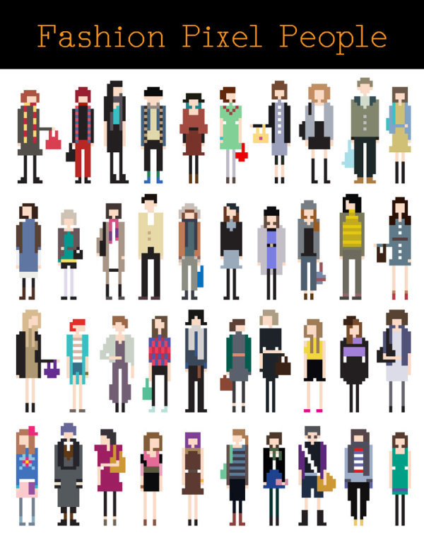 Cartoon characters pixel art 02 - vector material