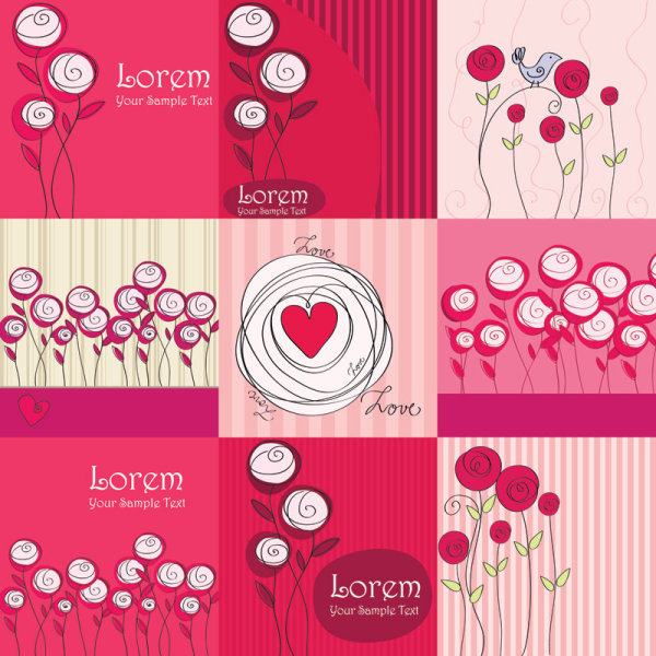 Line art roses - vector material