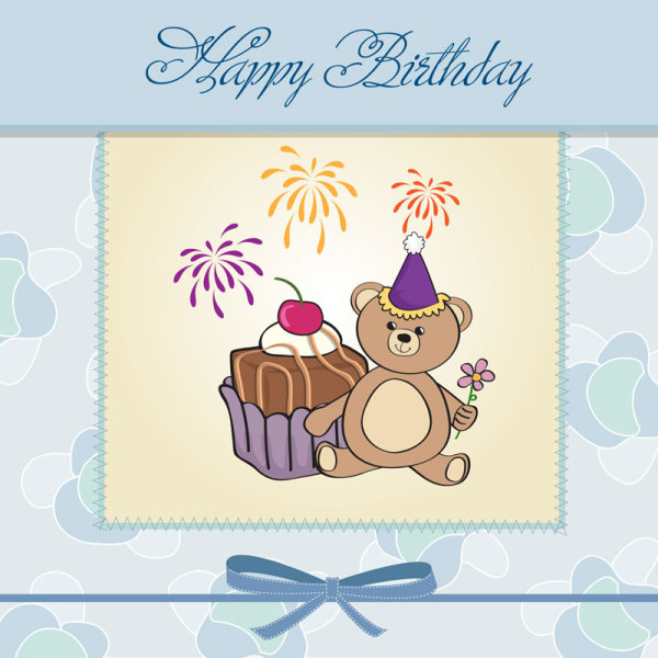 Cartoon birthday card 03 - vector material