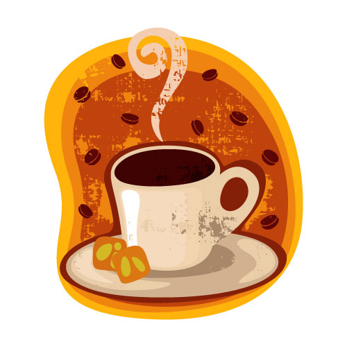 Cartoon coffee cup stickers 03 - vector material