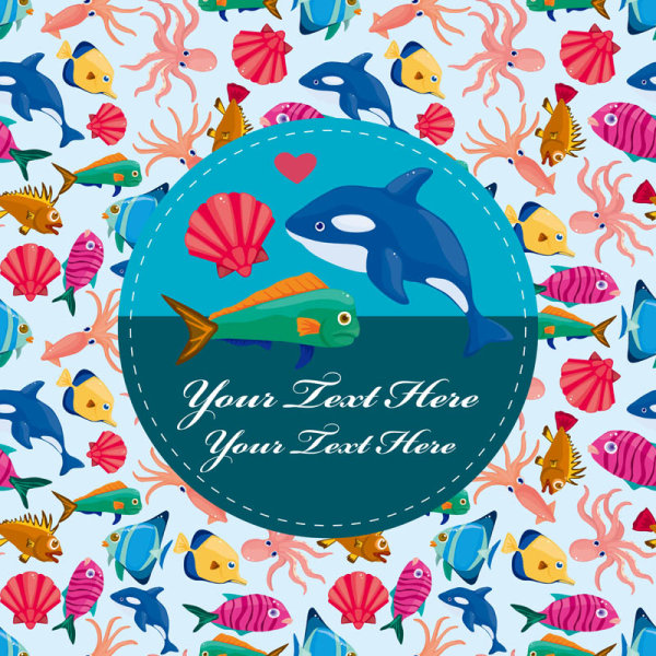 Cartoon sea creatures - vector material