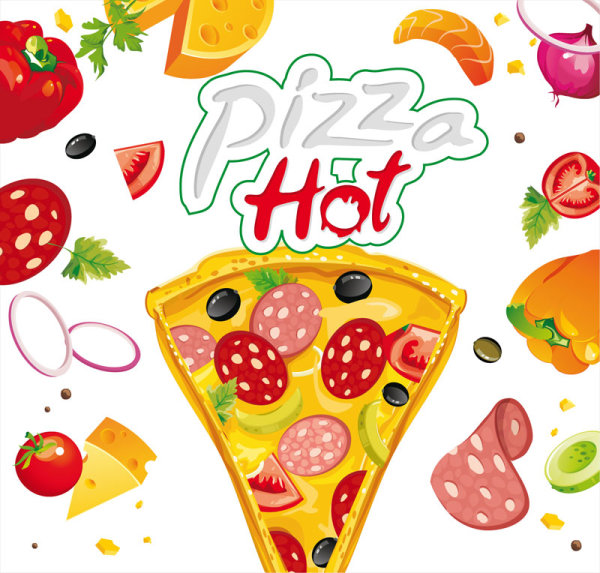 Cartoon pizza 02 - vector material