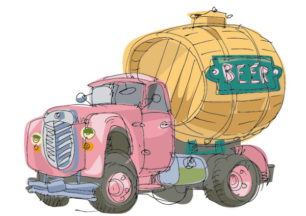 Hand-painted cartoon car 05 - vector material