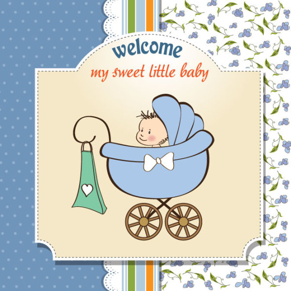 Cartoon baby card 03 - vector material