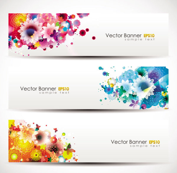 Beautiful flowers banner 02 - vector material