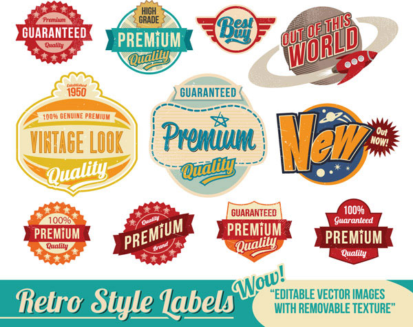 The trend of nostalgia label vector material