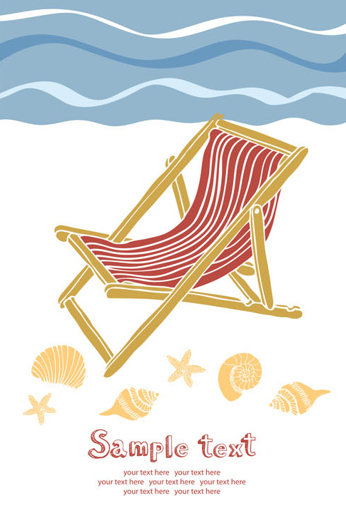 Summer beach vacation vector material -5