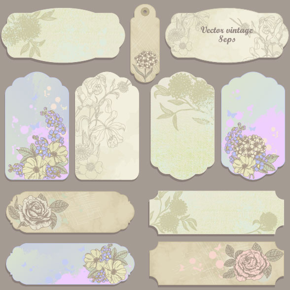 Vintage floral label 02 - vector material