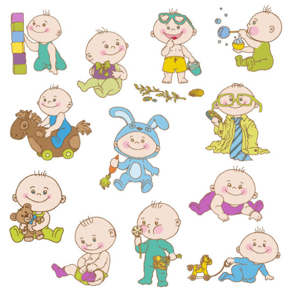 Cute cartoon baby 01 - vector material