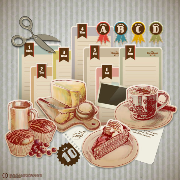 Hand-painted dessert stickers 02 - vector material