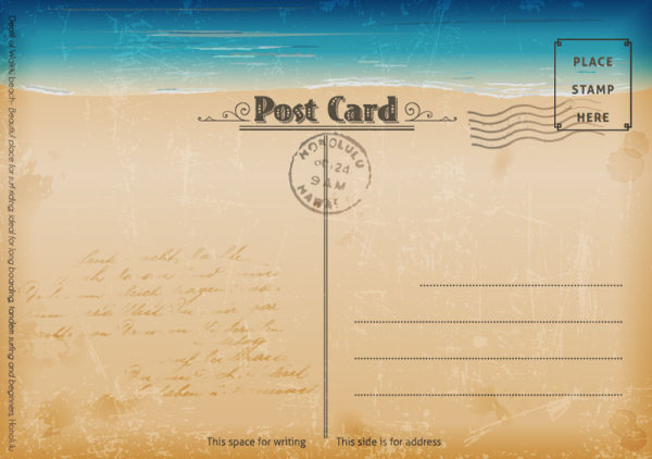 Retro seaside postcards 01 - vector material