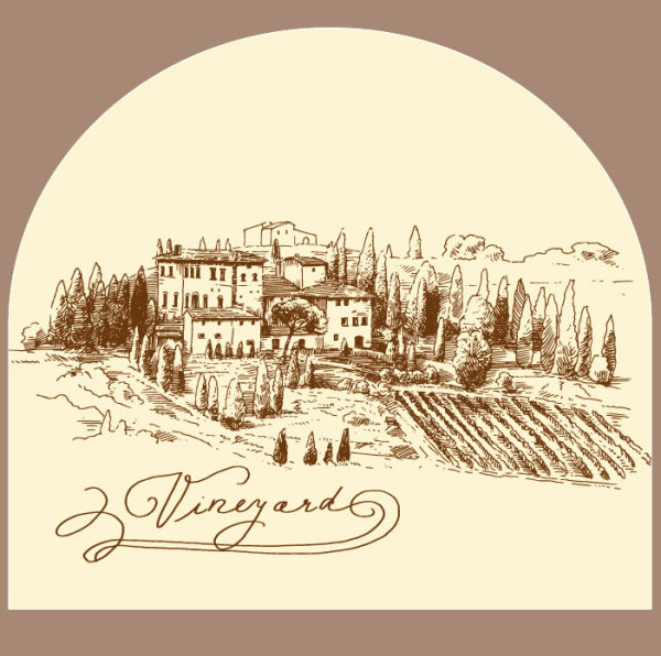 Hand-painted village card 03 - vector material