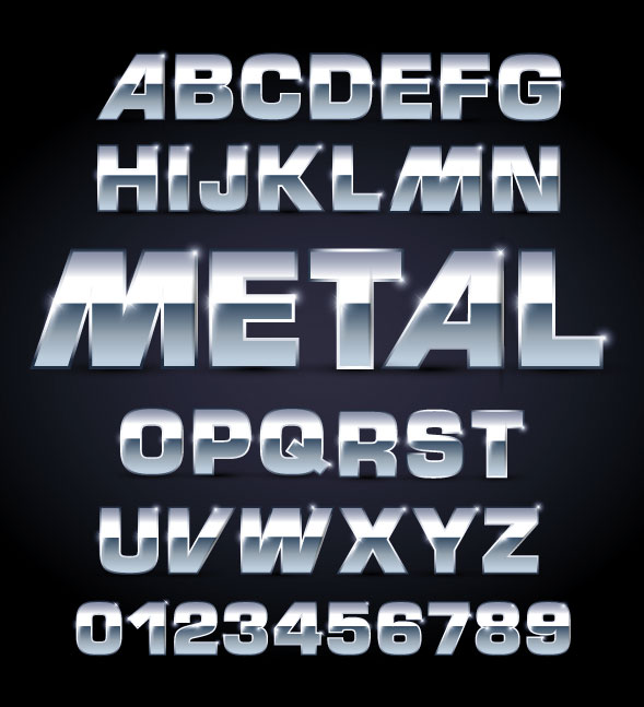 Metallic font design 01 - vector material