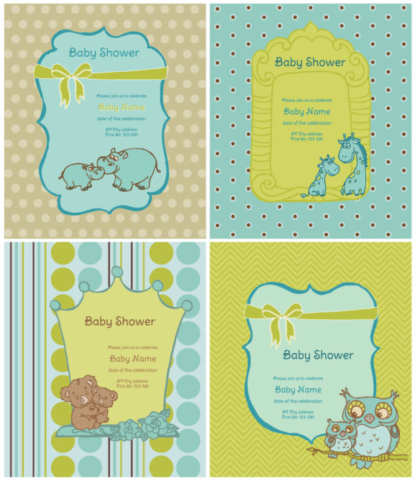 Cartoon animals labels background - vector material