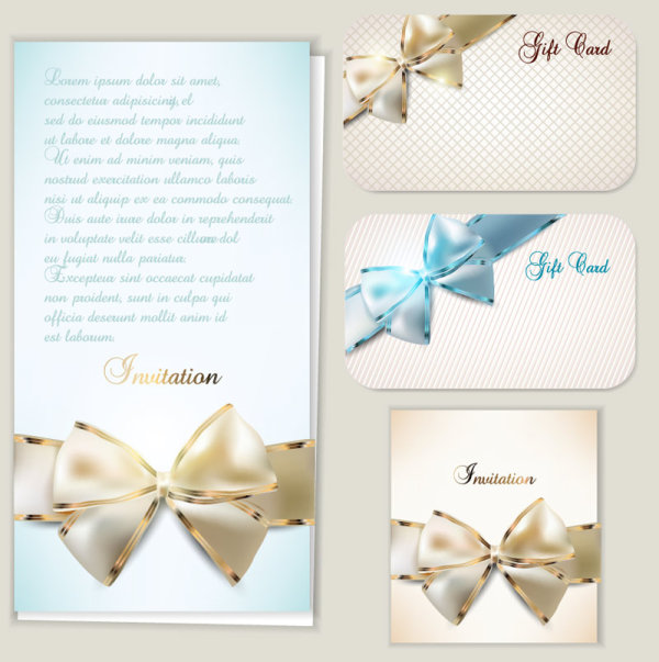 Exquisite bow invitation 01 - vector material