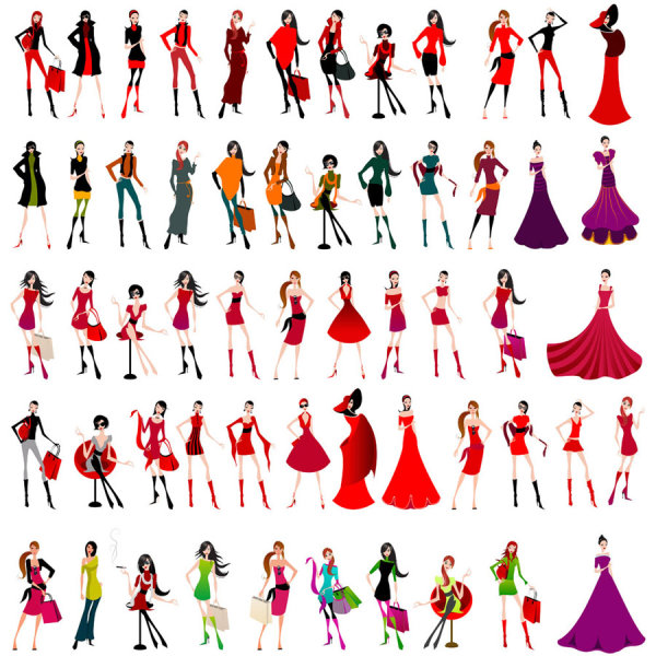 卡通潮流美女01-矢量素材