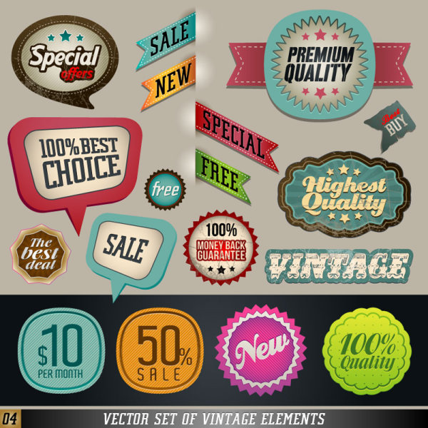 Classics label stickers 03 - vector material