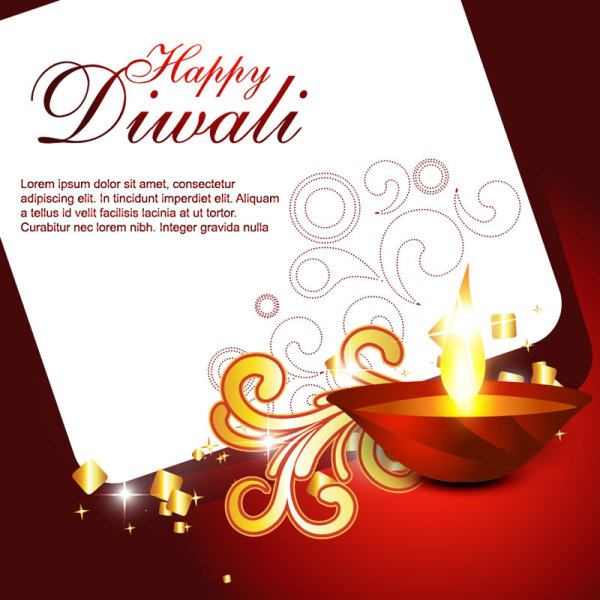 Beautifully Diwali card 06 - vector material