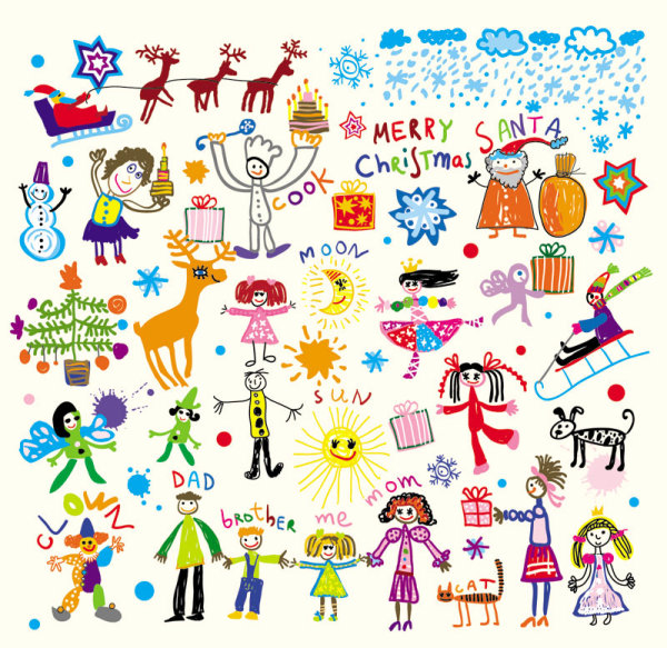 Cartoon illustrator of children 03 - vector material