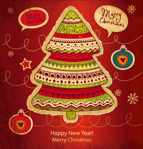 Cartoon Christmas card 01 - vector material