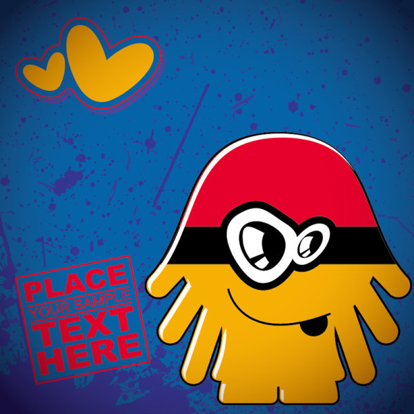 Cartoon monster card 01 - vector material