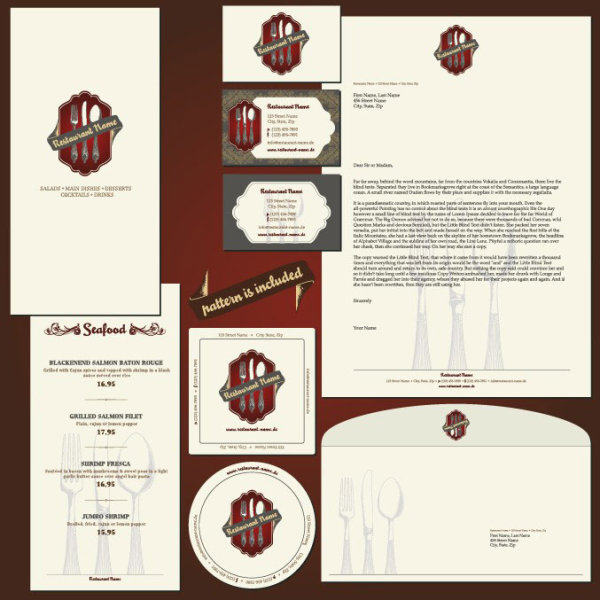 Restaurant menu label template 01 - vector material