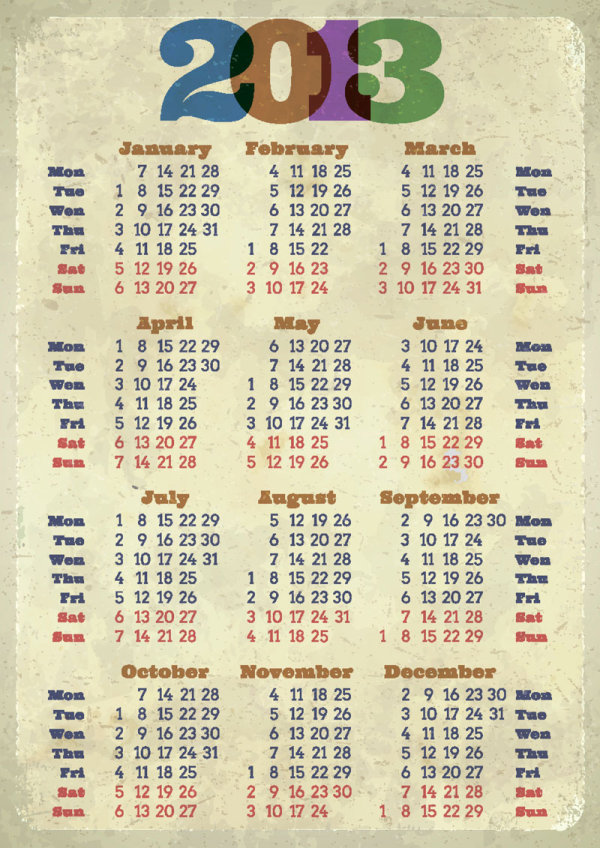 2013 Creative Calendar Meeting 01 - vector material