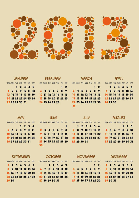 2013 Calendar Design 03 - vector material