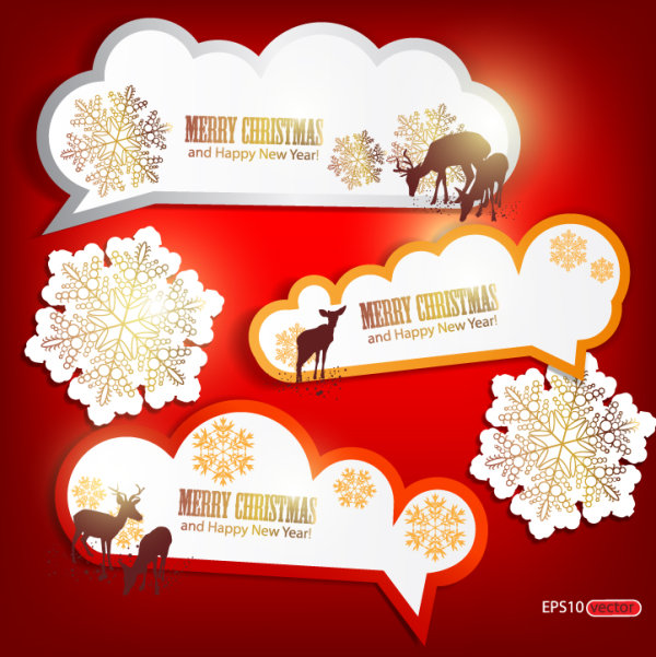 Beautiful Christmas labels 01 - vector material