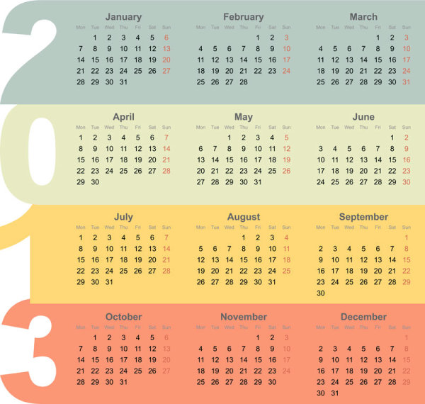 2013 Creative Calendar 03 - vector material