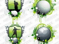 Golf and football theme vector material